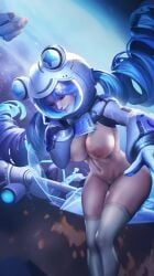 1girl 1girls arena_of_valor blue_hair capheny_(arena_of_valor) exposed_breasts female_only huge_breasts tagme