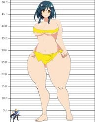 1boy 1girls azure_striker_gunvolt bad_proportions female giantess giantess_growth growth gunvolt quinn_(azure_striker_gunvolt) quinn_(gunvolt) quinn_sakurazaki size_chart size_comparison wide_hips