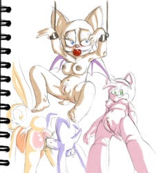 amy_rose bondage cream_the_rabbit flyingrotten furry hedgehog mammal nipples penis pussy rouge_the_bat sonic_(series) sonic_the_hedgehog