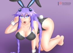 1girls barefoot bunny_ears bunny_girl bunny_tail bunnysuit choujigen_game_neptune enigma_heart feet female female_only female_solo neptune_(neptunia) neptunia_(series) no_shoes purple_heart_(neptunia) shoes_removed soles solo solo_female solo_only thighhighs_removed toes