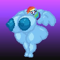 animated ass big_ass big_breasts breasts fatty huge_ass huge_breasts my_little_pony nipples oversized_breasts overweight_female pixel_animation pixel_art rainbow_dash_(mlp) the_inclined_trunk