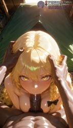 1boy 1girls :>= ai_generated black_bow blonde_hair blush bow braid breasts completely_nude dark-skinned_male dark_penis dark_skin erection fellatio female hair_between_eyes hairbow hands_on_another's_head head_grab indoors interracial irrumatio kirisame_marisa large_penis long_hair looking_at_viewer male male_pubic_hair marisa_kirisame medium_breasts meitabuu navel netorare nude oral penis pov pov_crotch pubic_hair side_braid single_braid solo_focus straight sweat touhou uncensored veins veiny_penis very_dark_skin yellow_eyes