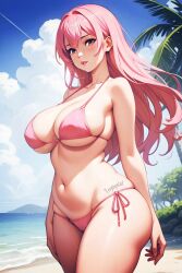 ai_generated beach big_breasts bikini bimbo bimbo_ai bimbo_aqua bimbo_aqua(artist) bimbo_lips bimbofication bimbofied hourglass_figure long_hair pink_bikini pink_hair trophy trophyslut