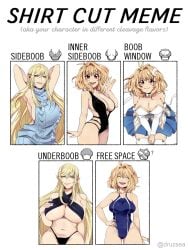 2girls alternate_breast_size alternate_costume arcueid_brunestud big_breasts bikini blonde_hair breasts breasts_bigger_than_head breasts_bigger_than_torso breasts_squeezed_together crossover huge_boobs huge_breasts kawaiidani kiss-shot_acerola-orion_heart-under-blade large_boobs large_breasts lipstick long_hair looking_at_viewer magical_girl meme meme_attire meme_reference monogatari_(series) multiple_girls one_piece_swimsuit oshino_shinobu phantas-moon posing red_eyes shirt_cut_meme short_hair skindentation swimsuit tsukihime vampire vampire_girl virgin_killer_sweater yellow_eyes