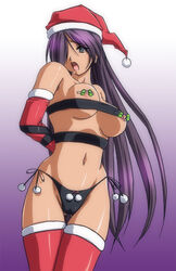 christmas ikkitousen kanu_unchou purple_hair tagme thighhighs