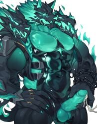 2024 5_fingers abs absurd_res anthro balls biceps biped bodily_fluids canid canid_demon canine cerberus_(fortnite) chains claws colored cum demon epic_games fingers fortnite genital_fluids genitals green_balls green_nipples green_penis hellhound hi_res humanoid_genitalia humanoid_hands humanoid_penis male male_only mammal masturbation multi_head muscular muscular_anthro muscular_male mythological_canine mythological_creature mythology navel nipples pecs penis simple_background vein veiny_penis white_background yed