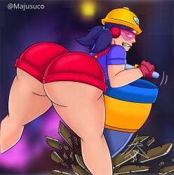 angry ass ass_focus back_view big_ass brawl_stars jacky_(brawl_stars) legs majusuco pink-tinted_eyewear thick_thighs tinted_eyewear