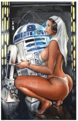 1girls 2d a_new_hope ass astromech_droid background barefoot belt big_ass big_butt boobs bra bracelet breasts brown_hair camera clothed_female clothing color curvy death_star droid feet female female_only hair hair_bun hood huge_ass huge_butt indoors jeremy_worst leia_organa lips lipstick machine male medium_breasts nail_polish) panties princess_leia_organa r2-d2 rainbow_bracelet recording red_lipstick reflection reflective_floor robot science_fiction side_view sideboob skimpy solo squatting star_wars tan_body thick_thighs tied_hair tiptoes underwear white_clothing white_underwear