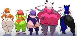 alie_(androjuniarto) alternate_color ass ass_bigger_than_head ass_comparison ass_focus ass_size_chart big_breasts breasts_bigger_than_head crossover gardevoir generation_3_pokemon green_skin hands_on_ass hands_on_hips huge_ass huge_breasts hyper hyper_ass hyper_breasts lineup nintendo oc original original_character pokémon_(species) pokemon pokemon_(species) queen_lilith_(megabippy) queen_violet_(daisy-pink71) ssleviathann topaz_(caveman147)