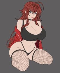 1girls big_breasts choker cleavage fat_ass female female_only fishnets high_school_dxd large_breasts light-skinned_female light_skin red_hair rias_gremory seductive_pose thick_thighs thong voluptuous voluptuous_female yoradav