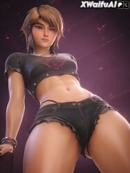 3d abs ai_generated beautiful_body beautiful_eyes belly belly_button blonde_hair crop_top cute destroyed_clothing femboy femboy_only feminine_body feminine_male feminization from_below link link_(breath_of_the_wild) low-angle_view the_legend_of_zelda thick_legs thick_thighs thong_panties xwaifuai