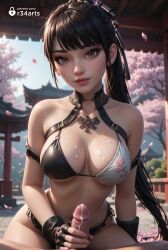 1boy 1girls ai_generated architecture artist_name bikini black_bikini black_gloves black_hair breasts brown_eyes cherry_blossoms collarbone cum cum_on_body cum_on_breasts east_asian_architecture erection eve_(stellar_blade) female fingerless_gloves gloved_handjob gloves handjob hi_res large_breasts lips long_hair looking_at_viewer male mismatched_bikini mole mole_on_breast mole_under_eye outdoors patreon_username penis petals playstation ponytail pov r34arts side-tie_bikini_bottom solo_focus sony sony_corporation sony_interactive_entertainment stellar_blade straight swimsuit two-tone_bikini uncensored