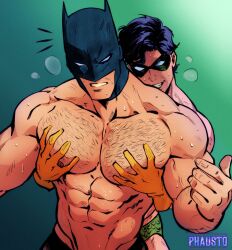 2boys abs age_difference bara barazoku batman batman_(bruce_wayne) batman_(series) beefy bruce_wayne chest_grab chest_hair cocky daddy dark_hair dc dc_comics dick_grayson duo duo_focus fraternity gay gloves grabbing grabbing_from_behind male male/male male_focus male_only manly mask masked masked_male muscular muscular_male older_male older_man_and_younger_boy pecs pectoral_grab pectorals phausto robin_(dc) robin_(dick_grayson) teen teen_boy teenager yaoi younger_dom_older_sub younger_male