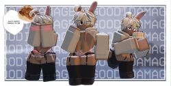 1boy 3d :3 blush bunny_ears dick erect_penis femboy high_thighs hoodie long_sleeves myrealdamage nipples penis roblox robloxian tagme thick_thighs underwear white_hair