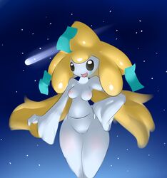 anthro breasts color elpatrixf exposed_breasts female female_only front_view jirachi nintendo nude outdoors pokemon pokemon_(species) rule_63 skin solo video_games vulva white_skin