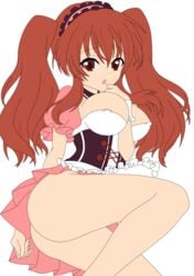 1girls areola asahina_mikuru breasts brown_eyes brown_hair busakumas clothing cosplay erect_nipples erect_nipples_under_clothes female highres large_breasts legs long_hair maid miniskirt nipples open_mouth short_dress shy skirt suzumiya_haruhi_no_yuuutsu thighs tied_hair twintails vector_trace waitress