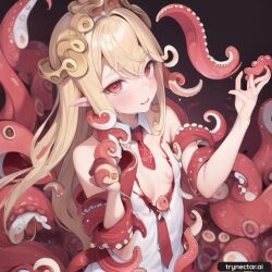 ai_generated red_eyes tentacle tentacles_everywhere white_hair