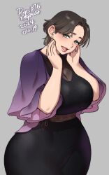 1girls 2024 big_breasts brown_hair female female_only green_eyes huge_breasts mature_female milf original ryo_agawa short_hair tagme