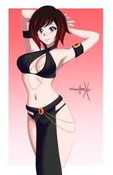 2d alternate_costume artist_name breasts female female_only light-skinned_female light_skin looking_at_viewer pale-skinned_female pale_skin ruby_rose rwby solo sonicheroxd watermark