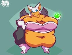 1girls anthro ass bat bat_humanoid bat_wings bbw belly belly_overhang blue_eyes blue_eyeshadow breasts chaos_emerald emerald emerald_(gem) fat female female_focus female_only furry gloves high_heel_boots hips huge_belly large_ass large_belly large_breasts morbidly_obese morbidly_obese_anthro morbidly_obese_female overweight overweight_female rouge_the_bat sega sonic_(series) sonic_the_hedgehog_(series) stomach thefoxbro thick_thighs thighs wardrobe_malfunction weight_gain white_hair wide_hips