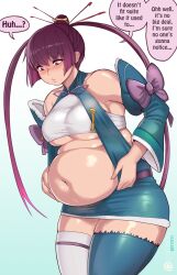 ar_tonelico bbw belly_overhang big_belly big_female blush blush chubby chubby_female embarrassed fat fat_ass fat_female fat_fetish fat_girl fat_woman fatty finnel holding_belly kipteitei large_female obese obese_female overweight overweight_female pig plump pork_chop purple_hair speech_bubble sweatdrop thick_thighs tubby weight_gain