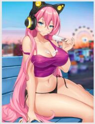 1girls big_breasts blue_eyes female female_only nutaku pink_hair rhea_(sexy_beaches) sexy_beaches vanilla_ice_cream