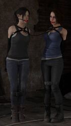 2girls 3d armbinder ball_gag bondage claire_redfield jill_valentine jill_valentine_(sasha_zotova) multiple_girls resident_evil rindekey