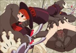 anal animated aporon black_eyes bloomers bloomers_(victorian) blush bottomless bow censored dark_skin demon dress female finger_on_ass forced gloves hat hug kissing large_penis mechanical_arms monster orange_hair panties panties_around_leg peacock_(skullgirls) penis rape red_eyes sex short_hair skullgirls testicles top_hat underwear vaginal_penetration