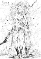 1girls big_breasts dark_elf druchii elf elf_ears morathi nude sketch solo warhammer_(franchise) warhammer_fantasy zorro_the_scoundrel