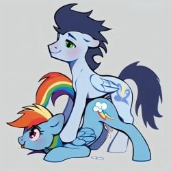 ai_generated anus ass balls blue_body blue_fur blue_hair equid equine female feral feral_on_feral feral_only friendship_is_magic fur hasbro horse male male/female mammal my_little_pony pegasus pony rainbow_dash_(mlp) rainbow_hair soarin_(mlp) tail wonderbolts_(mlp)