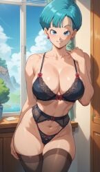 ai_generated bewaretheaimachinegod bulma_briefs dragon_ball dragon_ball_super dragon_ball_z lingerie stockings