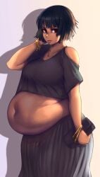 bbw belly_overhang big_belly big_female blush blush chubby chubby_female embarrassed fat fat_ass fat_female fat_fetish fat_girl fat_woman fatty fubuki_(one-punch_man) kipteitei large_female obese obese_female one-punch_man overweight overweight_female pig plump pork_chop pudgy_belly thick_thighs tubby weight_gain