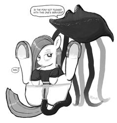 2013 anal anal_sex anus ass blush crossover dialog duo english_text equine female friendship_is_magic hanar horse legs_up marble_pie mass_effect mittsies monochrome my_little_pony panties penetration plain_background pony pussy tentacle tentacle_monster text underwear white_background