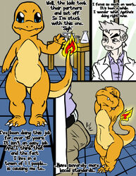 charmander comic female fire human josemalvado nintendo pokémon_(species) pokemon pokephilia samuel_oak tail tail_fire video_games