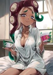 breasts dark-skinned_female dark_skin female female_only jajanome looking_at_viewer marina_(splatoon) nintendo octoling octoling_girl solo splatoon splatoon_(series) splatoon_2