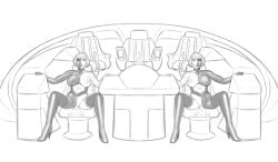 2girls alien_girl artist_request bele_(star_trek) chair cheron_(species) dildo lokai_(star_trek) monochrome rule_63 star_trek