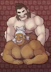 2boys abs anal anal_sex ass back back_muscles bara baraboy big_muscles big_nipples big_pecs big_penis brown_hair chest_hair chuck_(pokemon) daddy dark-skinned_male dark_skin dilf doggy_style duo erection gay gym_leader hair hairy hairy_ass hairy_male hala_(pokemon) happy_trail huge_muscles human human_on_human human_penetrated human_penetrating_human hunk interracial kahuna leg_hair light_skin light_skinned_male lying male male/male male_only male_penetrated male_penetrating_male moustache musclegut muscular muscular_human muscular_male nipples nude pecs penetration penis penis_in_ass pokemon pokemon_gsc pokemon_sm pubic_hair sex sideburns signature silver_fox sweat tanned white_hair yaoi