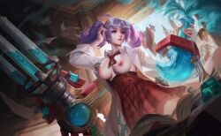 arena_of_valor breasts capheny_(arena_of_valor) exposed_breasts female glasses_on_head tagme violet_hair