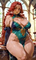 ai_generated big_ass bigbizarts cleavage confident curvaceous goddess green_eyes hourglass_figure large_breasts light_skin original_character red_hair redhead_female solo thick_thighs wide_hips