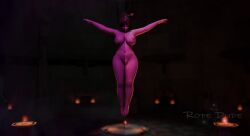 3d black_hair breasts breasts_apart candle completely_nude facing_viewer female female_only floating hair_stick large_breasts mei_(overwatch) navel nipples nude overwatch pubic_tattoo pussy short_hair smile solo spread_arms tattoo theropedude vagina