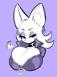 anthro bat beaver bedroom_eyes big_breasts breast_squish breasts bust_portrait choker cleavage clothed clothing dialogue ear_piercing ear_ring english_text female feral hi_res huge_breasts jamoart jewelry looking_at_viewer mammal monochrome narrowed_eyes necklace piercing portrait ring_piercing rodent rouge_the_bat seductive sega solo sonic_(series) sonic_the_hedgehog_(series) squish text zipper