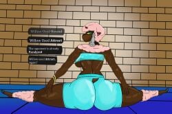 1girls 2020s 2025 2d 2d_(artwork) abs anthro anthro_only ass ass backboob big_ass big_breasts big_butt big_thighs bracelet breasts clothing curvy curvy_body curvy_female curvy_figure english english_text eyebrows eyelashes female female_focus female_only furry furry_female furry_only gold_bracelet gold_jewelry green_eyes gym_uniform hi_res highres hips hooves horizontal_pupils horns hourglass_figure large_breasts looking_at_viewer mammal neck_tuft nintendo pink_hair pink_nipples pokemon pokemon_(species) slim_waist smile smiling solo solo_female tail thick_thighs thighs toned tube_top wide_hips willow_(winnebagomusket) winnebagomusket wooloo yellow_sclera