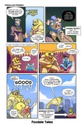 absurd_res american_opossum anthro arm_hair armpit_hair atomic_breath bear bernard_petrov bodily_fluids body_hair chest_hair clothed clothing comic cum cumshot damien_petrov dialogue_box domestic_pig ejaculation foreskin gay genital_fluids genitals hi_res humanoid_genitalia humanoid_penis jockstrap jockstrap_only karou_(thekbear) keyblade kingdom_hearts kori_(monkeydbax) leg_hair macro macro_anthro macro_male male male_only mammal marsupial melee_weapon mimic nipples orc penis pubes species_transformation speech_bubble square_enix suid suine sus_(pig) thekinkybear topless transformation transformation_through_magic uncircumcised underwear underwear_only virginia_opossum weapon wild_boar yaoi