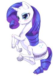 2013 anus ass blue_eyes blush chimosaku crotchboobs cutie_mark equine female friendship_is_magic furry hair hooves horn horse my_little_pony plain_background pony purple_hair pussy rarity_(mlp) realistic solo tail unicorn white_background white_fur