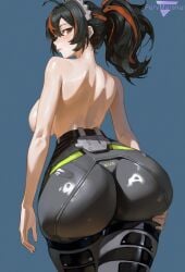 1girls ai_generated female from_behind_position huge_ass marshalperv pants pervmarshal thick_thighs zenless_zone_zero zhu_yuan