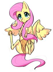 2013 anus chimosaku crotchboobs equine equine_pussy female fluttershy_(mlp) friendship_is_magic green_eyes hair horse my_little_pony pegasus pink_hair plain_background pony pussy realistic solo white_background wings yellow_fur