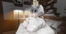 3d anthro bbw bedroom big_balls big_belly big_breasts big_butt cutiehogg furry futanari huge_ass huge_belly huge_cock huge_thighs hyper intersex kemono mommy roblox robloxian room ssbbw white_body white_hair