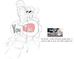 1girls emodood489 excessive_penis female huge_breasts jaiden jaiden_animations monochrome paizuri sketch tagme titjob