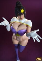 1girls 3d big_breasts bimbo bimbo_body black_hair blue_eyes breasts female female_only fumitan_admoss glasses gundam gundam_seed gundam_seed_destiny gundam_tekketsu_no_orphans hagiwara_studio hair_bun high_resolution highres large_breasts meer_campbell meer_campbell_(cosplay) solo