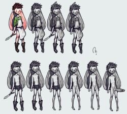 1boy 2025 anthro anthro_male anthro_only apron artist_name artist_signature balls barefoot beady_eyes blouse blush boots brown_hair bunny_boy bunny_ears erection extinctyellow flaccid_penis foreskin huge_cock male male_only mammal mammal_humanoid original original_character penis penis_bulge rabbit_boy rabbit_ears rabbit_humanoid scissors solo solo_male uncircumcised underwear veiny_penis very_short_hair whiskers